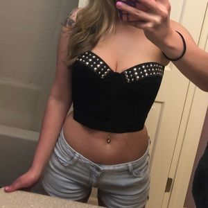 Black & Studded Cropped Corset/Bustier *MAKE OFFER